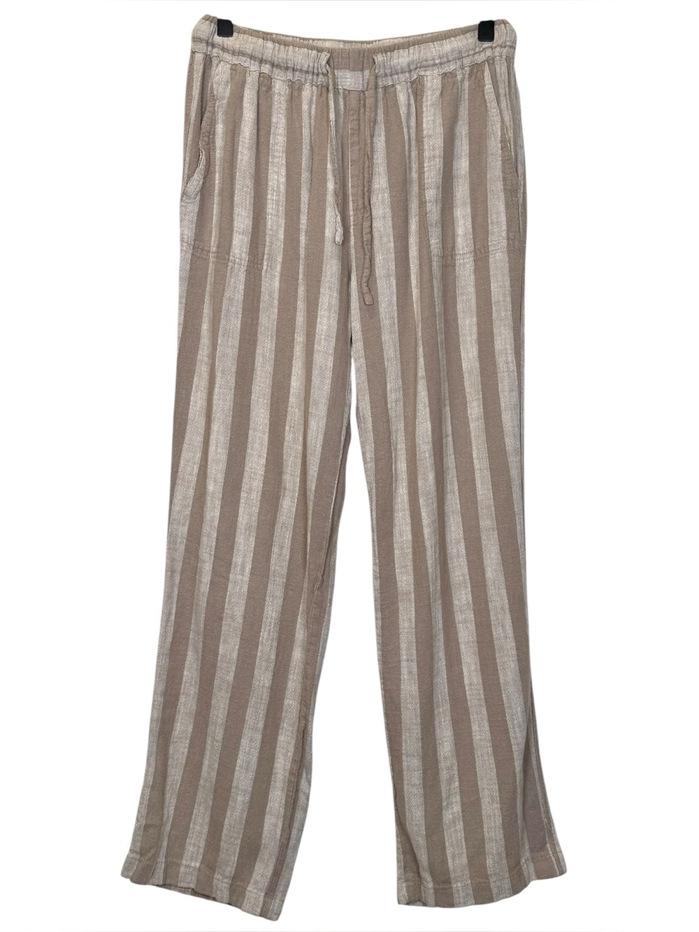 Symple NYC Size S Linen Cotton Striped Pull-On Pants Summer Breathable Travel